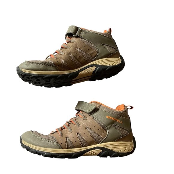 Merrell Kids Moab FST Mid A/C Waterproof Hiking Boots Size 4.5M  Leather Blend - Picture 2 of 7